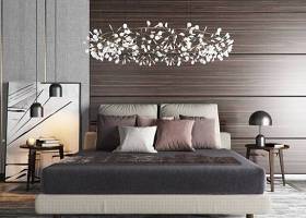 北欧卧室双人床吊灯组合3D模型下载 北欧卧室双人床吊灯组合3D模型下载