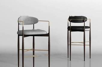 现代金属布艺吧椅组合3D模型下载 现代金属布艺吧椅组合3D模型下载