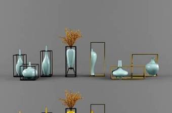 现代陶瓷花瓶摆件组合3D模型下载 现代陶瓷花瓶摆件组合3D模型下载