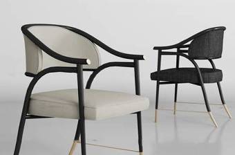 新中式实木布艺单椅组合3D模型下载 新中式实木布艺单椅组合3D模型下载