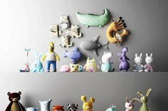 儿童毛绒玩具组合3D模型下载 儿童毛绒玩具组合3D模型下载