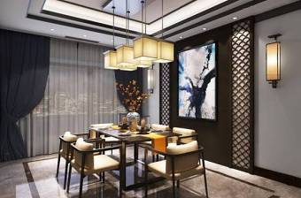 新中式客厅餐厅玄关3d模型下载 新中式客厅餐厅玄关3d模型下载