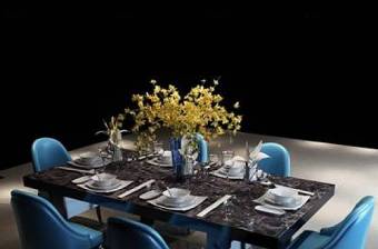 现代餐桌椅餐具花卉组合3D模型下载 现代餐桌椅餐具花卉组合3D模型下载