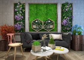 植物墙沙发茶几组合3D模型下载 植物墙沙发茶几组合3D模型下载
