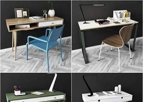 北欧书桌椅组合3d模型下载 北欧书桌椅组合3d模型下载