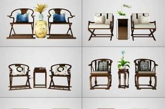 中式实木圈椅单椅组合3D模型下载 中式实木圈椅单椅组合3D模型下载