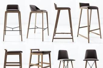 现代实木布艺吧台椅组合3D模型下载 现代实木布艺吧台椅组合3D模型下载