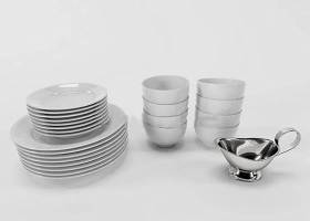 白色碗碟餐具组合器皿 餐具 碗碟3D模型下载 白色碗碟餐具组合器皿 餐具 碗碟3D模型下载