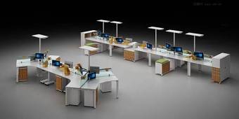 现代职员办公桌卡位文件柜组合3D模型下载 现代职员办公桌卡位文件柜组合3D模型下载