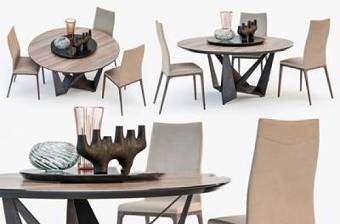 现代工业风餐桌椅子摆件组合3D模型下载下载 现代工业风餐桌椅子摆件组合3D模型下载下载