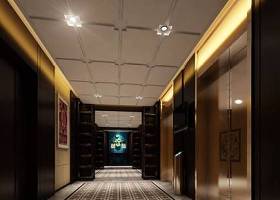 新中式酒店电梯间 水彩装饰画3D模型下载 新中式酒店电梯间 水彩装饰画3D模型下载