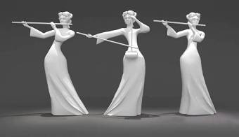 现代复古歌女人物雕塑3D模型下载 现代复古歌女人物雕塑3D模型下载