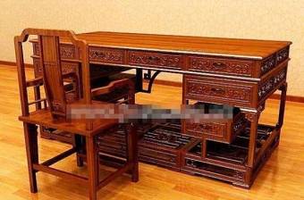 新中式棕色木艺办公桌椅组合3D模型下载 新中式棕色木艺办公桌椅组合3D模型下载