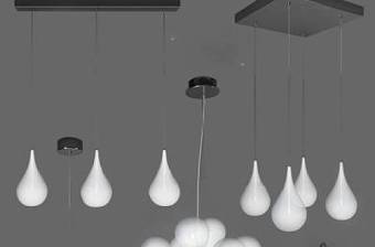现代白色水滴造型吊灯壁灯组合3D模型下载 现代白色水滴造型吊灯壁灯组合3D模型下载