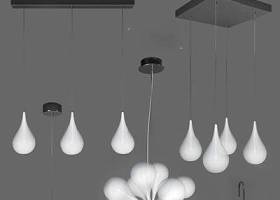 现代白色水滴造型吊灯壁灯组合3D模型下载 现代白色水滴造型吊灯壁灯组合3D模型下载