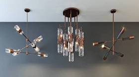 现代金属玻璃吊灯组合3D模型下载 现代金属玻璃吊灯组合3D模型下载