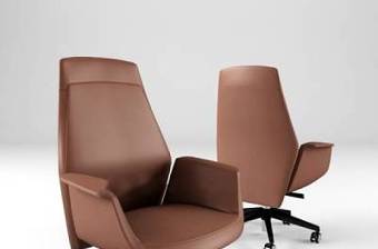 现代咖啡色皮革带脚轮办公椅3D模型下载 现代咖啡色皮革带脚轮办公椅3D模型下载