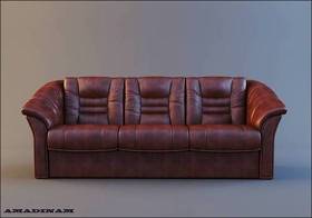经典欧式棕色皮质三人沙发 3D模型下载 经典欧式棕色皮质三人沙发 3D模型下载
