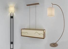 新中式实木吊灯壁灯落地灯组合3D模型下载 新中式实木吊灯壁灯落地灯组合3D模型下载