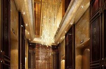 新中式酒店电梯间 新中式金色玻璃吊灯3D模型下载 新中式酒店电梯间 新中式金色玻璃吊灯3D模型下载