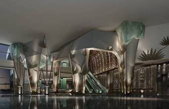 现代酒店玄关过道 浮雕柱子3D模型下载 现代酒店玄关过道 浮雕柱子3D模型下载