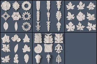欧式石膏雕花构件组合3D模型下载 欧式石膏雕花构件组合3D模型下载
