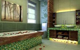 地中海绿色家居卫生间 长方形装饰树林画 浴缸 白色洗面盆3D模型下载 地中海绿色家居卫生间 长方形装饰树林画 浴缸 白色洗面盆3D模型下载