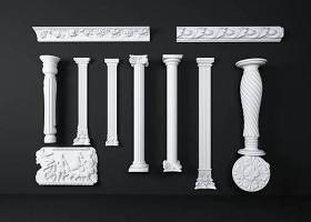 欧式白色石膏雕花柱子组合3D模型下载 欧式白色石膏雕花柱子组合3D模型下载