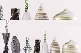现代艺术花瓶陶瓷器皿组合3d模型下载 现代艺术花瓶陶瓷器皿组合3d模型下载