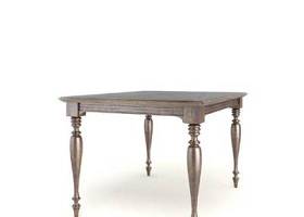 欧式新古典棕色方型木艺餐桌3D模型下载 欧式新古典棕色方型木艺餐桌3D模型下载