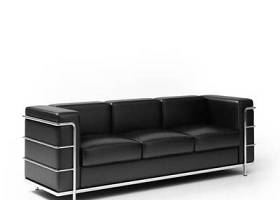 现代黑色长方形皮质三人沙发3D模型下载 现代黑色长方形皮质三人沙发3D模型下载