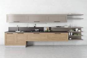 现代棕色木艺厨房橱柜组合3D模型下载 现代棕色木艺厨房橱柜组合3D模型下载