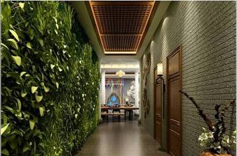 新中式酒店玄关过道 绿色绿植墙3D模型下载 新中式酒店玄关过道 绿色绿植墙3D模型下载