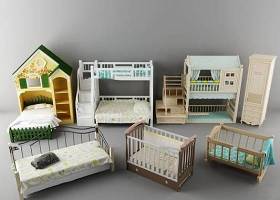 现代儿童上下床婴儿床单人床衣柜3D模型下载 现代儿童上下床婴儿床单人床衣柜3D模型下载