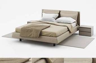 现代皮革双人床床头柜组合3D模型下载 现代皮革双人床床头柜组合3D模型下载