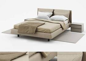 现代皮革双人床床头柜组合3D模型下载 现代皮革双人床床头柜组合3D模型下载