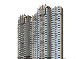 新古典风格高层住宅SU模型下载 新古典风格高层住宅SU模型下载