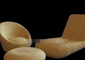 美式田园编织沙发茶几组合3D模型下载 美式田园编织沙发茶几组合3D模型下载