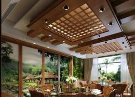 东南亚中餐厅 东南亚棕色木艺餐桌椅组合3D模型下载 东南亚中餐厅 东南亚棕色木艺餐桌椅组合3D模型下载