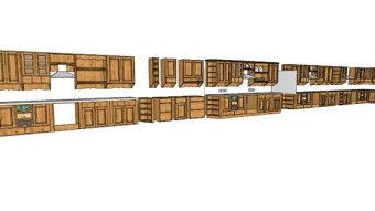 木制的橱柜，КухоннаямебельиздереваSU模型下载 木制的橱柜，КухоннаямебельиздереваSU模型下载