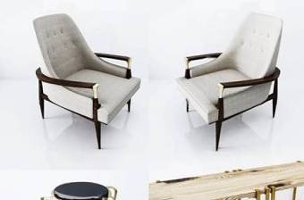 现代休闲椅圆凳桌台组合3D模型下载 现代休闲椅圆凳桌台组合3D模型下载