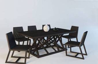 现代黑色木艺洽谈桌3D模型下载 现代黑色木艺洽谈桌3D模型下载