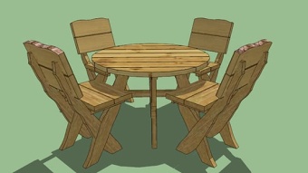 木制野餐圆桌SU模型下载 木制野餐圆桌SU模型下载