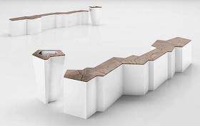 现代白色木艺休闲椅垃圾桶组合3D模型下载 现代白色木艺休闲椅垃圾桶组合3D模型下载