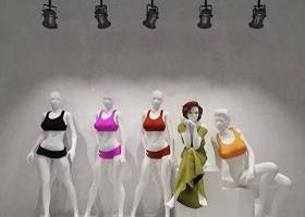 现代服装店女士内衣模特组合3D模型下载 现代服装店女士内衣模特组合3D模型下载