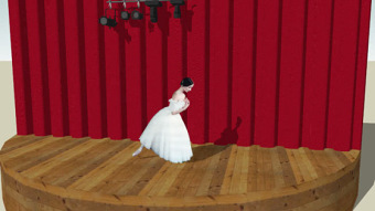 舞者在舞台上 幕布 鼓 演出 有裙撑的裙子 长袍（礼服） SU模型下载 舞者在舞台上 幕布 鼓 演出 有裙撑的裙子 长袍（礼服） SU模型下载