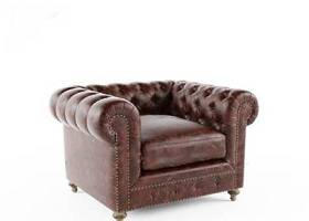 欧式棕色皮革单人沙发3D模型下载 欧式棕色皮革单人沙发3D模型下载