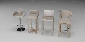 现代布艺吧椅组合3D模型下载 现代布艺吧椅组合3D模型下载