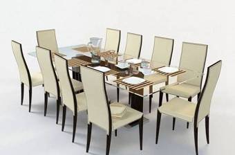 现代长方形玻璃餐桌3D模型下载 现代长方形玻璃餐桌3D模型下载