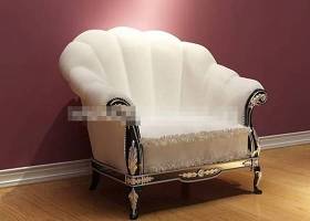 欧式简约白色布艺单人沙发3D模型下载 欧式简约白色布艺单人沙发3D模型下载